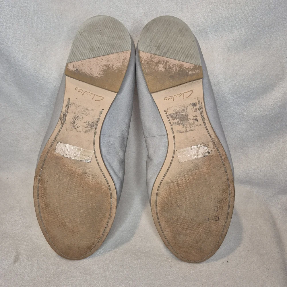 Clarks Grace Mia Ballet Flat - SIZE 8.5 Grey Leather Minimalist